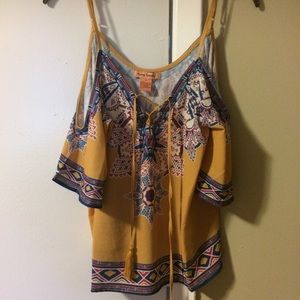 Tribal print off the shoulder tank